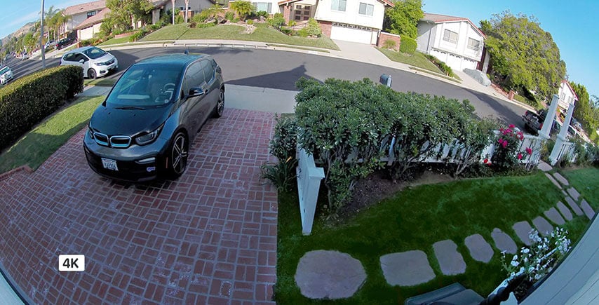 Smart phone displaying 180&deg; viewing angle and HDR video quality, showing someone at door from head to toe