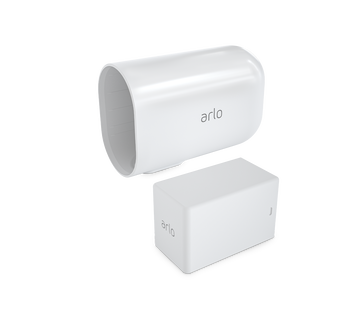 Arlo XL Rechargeable Battery & Housing, in white, facing left