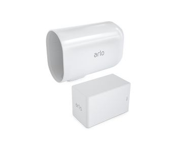 Arlo XL Rechargeable Battery & Housing, in white, facing left